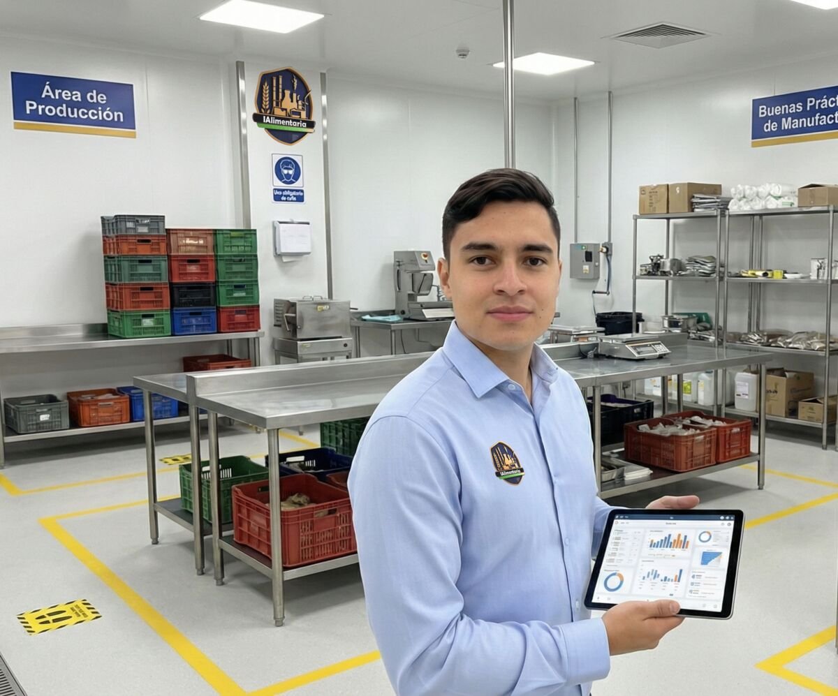 Ingeniero revisando tablet en planta